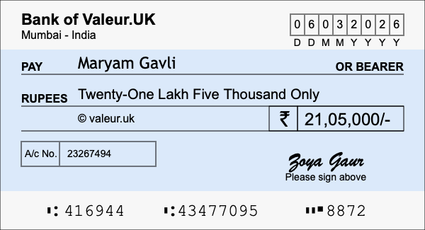 How to write a cheque for 21.05 lakh rupees How to write a cheque for 21.05 lakh rupees