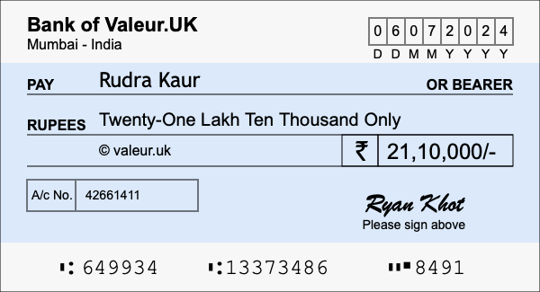 How to write a cheque for 21.1 lakh rupees How to write a cheque for 21.1 lakh rupees