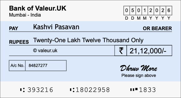 How to write a cheque for 21.12 lakh rupees How to write a cheque for 21.12 lakh rupees