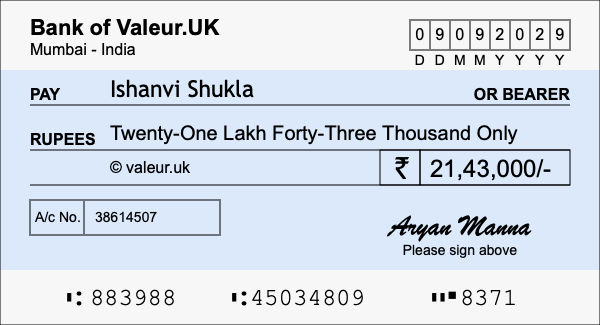 How to write a cheque for 21.43 lakh rupees How to write a cheque for 21.43 lakh rupees