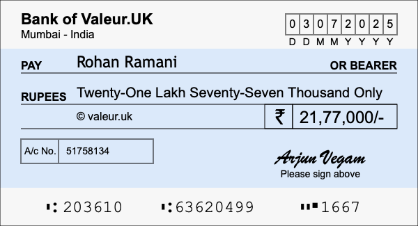 How to write a cheque for 21.77 lakh rupees How to write a cheque for 21.77 lakh rupees