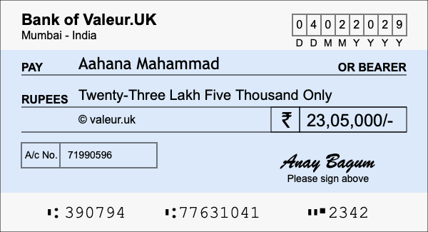 How to write a cheque for 23.05 lakh rupees How to write a cheque for 23.05 lakh rupees