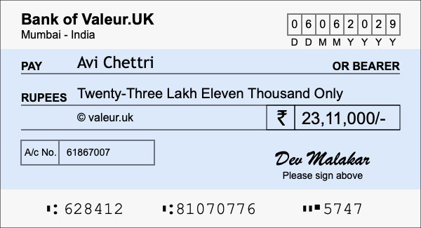 How to write a cheque for 23.11 lakh rupees How to write a cheque for 23.11 lakh rupees