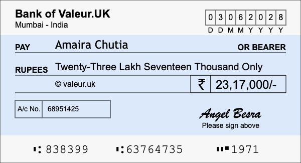How to write a cheque for 23.17 lakh rupees How to write a cheque for 23.17 lakh rupees