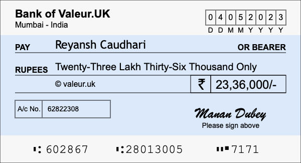 How to write a cheque for 23.36 lakh rupees How to write a cheque for 23.36 lakh rupees