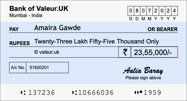 How to write a cheque for 23.55 lakh rupees How to write a cheque for 23.55 lakh rupees