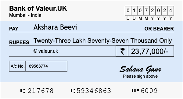 How to write a cheque for 23.77 lakh rupees How to write a cheque for 23.77 lakh rupees