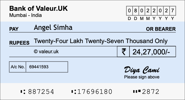 How to write a cheque for 24.27 lakh rupees How to write a cheque for 24.27 lakh rupees