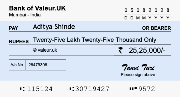 How to write a cheque for 25.25 lakh rupees