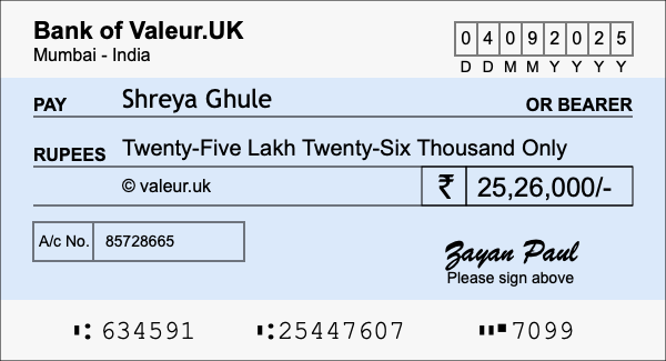 How to write a cheque for 25.26 lakh rupees How to write a cheque for 25.26 lakh rupees