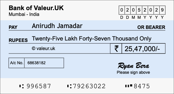 How to write a cheque for 25.47 lakh rupees How to write a cheque for 25.47 lakh rupees