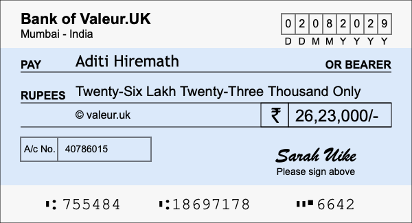 How to write a cheque for 26.23 lakh rupees How to write a cheque for 26.23 lakh rupees