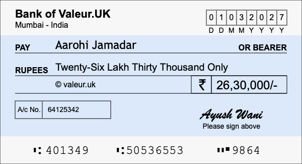 How to write a cheque for 26.3 lakh rupees How to write a cheque for 26.3 lakh rupees