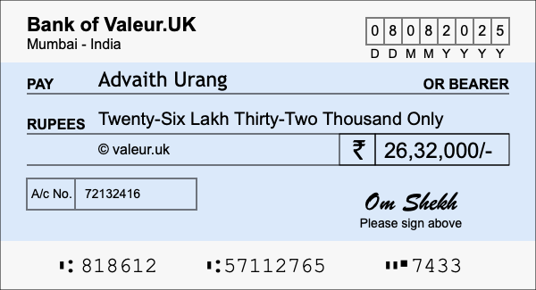 How to write a cheque for 26.32 lakh rupees How to write a cheque for 26.32 lakh rupees