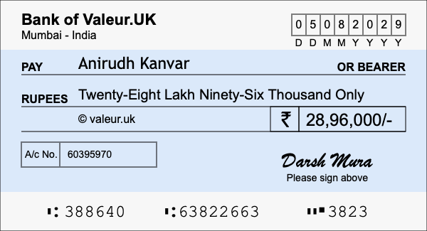 How to write a cheque for 28.96 lakh rupees How to write a cheque for 28.96 lakh rupees