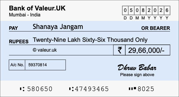 How to write a cheque for 29.66 lakh rupees How to write a cheque for 29.66 lakh rupees