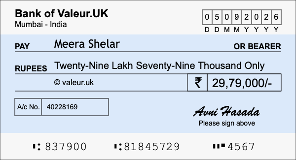 How to write a cheque for 29.79 lakh rupees How to write a cheque for 29.79 lakh rupees