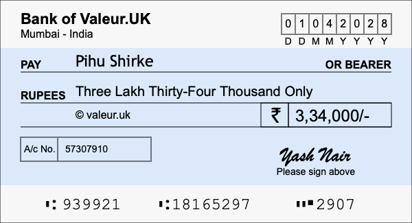 How to write a cheque for 3.34 lakh rupees How to write a cheque for 3.34 lakh rupees