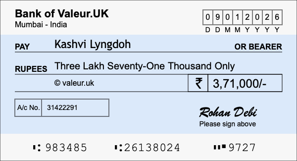 How to write a cheque for 3.71 lakh rupees How to write a cheque for 3.71 lakh rupees