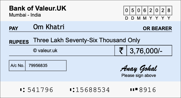 How to write a cheque for 3.76 lakh rupees How to write a cheque for 3.76 lakh rupees