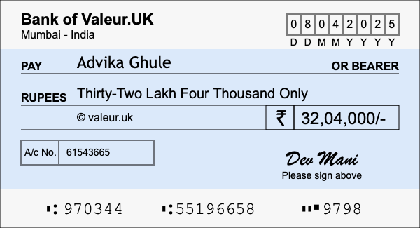 How to write a cheque for 32.04 lakh rupees How to write a cheque for 32.04 lakh rupees