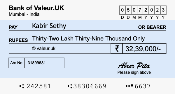 How to write a cheque for 32.39 lakh rupees How to write a cheque for 32.39 lakh rupees