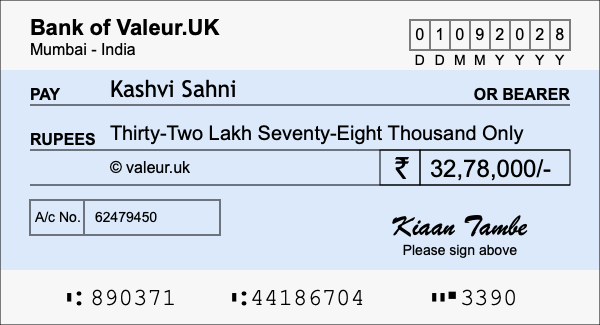 How to write a cheque for 32.78 lakh rupees How to write a cheque for 32.78 lakh rupees