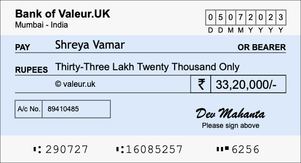 How to write a cheque for 33.2 lakh rupees How to write a cheque for 33.2 lakh rupees