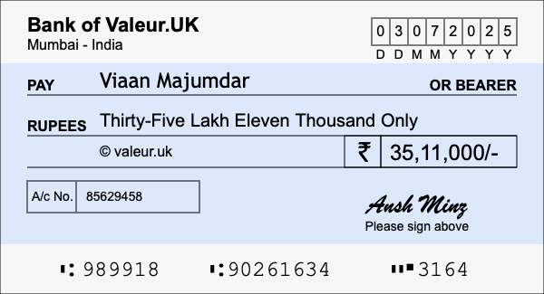 How to write a cheque for 35.11 lakh rupees How to write a cheque for 35.11 lakh rupees