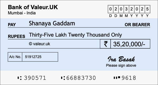 How to write a cheque for 35.2 lakh rupees