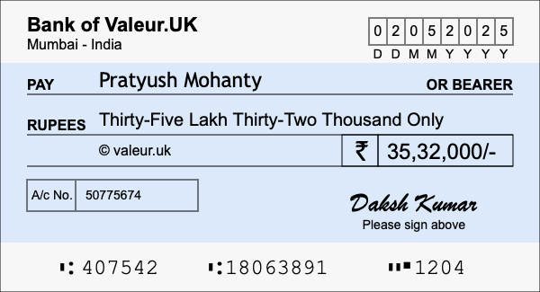 How to write a cheque for 35.32 lakh rupees How to write a cheque for 35.32 lakh rupees
