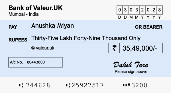 How to write a cheque for 35.49 lakh rupees How to write a cheque for 35.49 lakh rupees