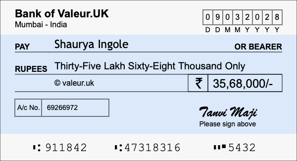 How to write a cheque for 35.68 lakh rupees How to write a cheque for 35.68 lakh rupees