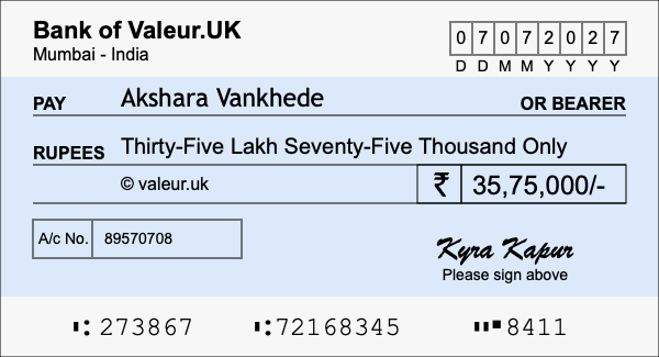 How to write a cheque for 35.75 lakh rupees How to write a cheque for 35.75 lakh rupees