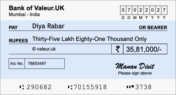 How to write a cheque for 35.81 lakh rupees How to write a cheque for 35.81 lakh rupees