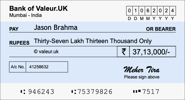 How to write a cheque for 37.13 lakh rupees How to write a cheque for 37.13 lakh rupees