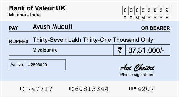 How to write a cheque for 37.31 lakh rupees How to write a cheque for 37.31 lakh rupees