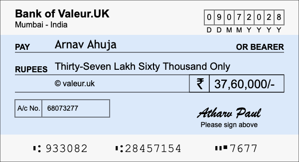 How to write a cheque for 37.6 lakh rupees How to write a cheque for 37.6 lakh rupees