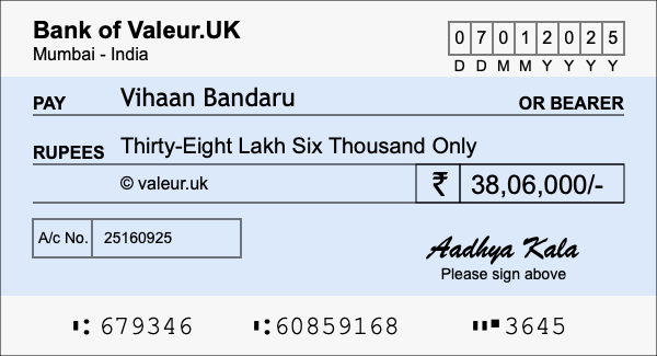 How to write a cheque for 38.06 lakh rupees How to write a cheque for 38.06 lakh rupees