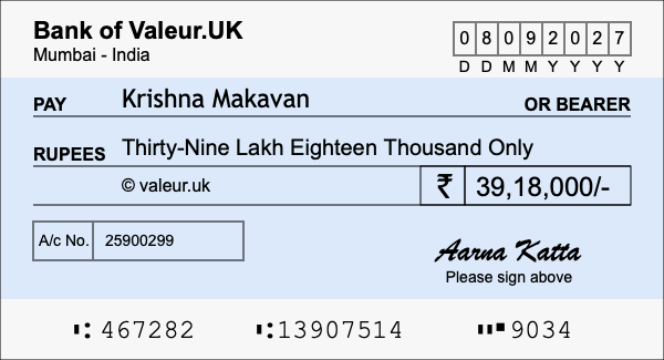 How to write a cheque for 39.18 lakh rupees How to write a cheque for 39.18 lakh rupees