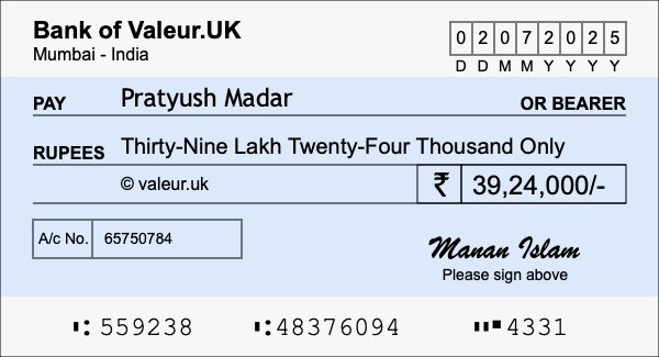 How to write a cheque for 39.24 lakh rupees How to write a cheque for 39.24 lakh rupees