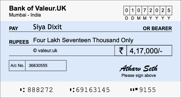 How to write a cheque for 4.17 lakh rupees How to write a cheque for 4.17 lakh rupees