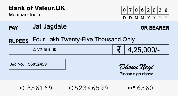 How to write a cheque for 4.25 lakh rupees How to write a cheque for 4.25 lakh rupees