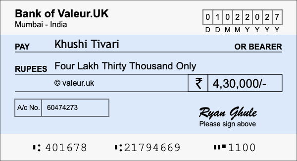 How to write a cheque for 4.3 lakh rupees How to write a cheque for 4.3 lakh rupees