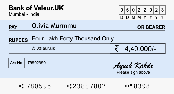 How to write a cheque for 4.4 lakh rupees How to write a cheque for 4.4 lakh rupees