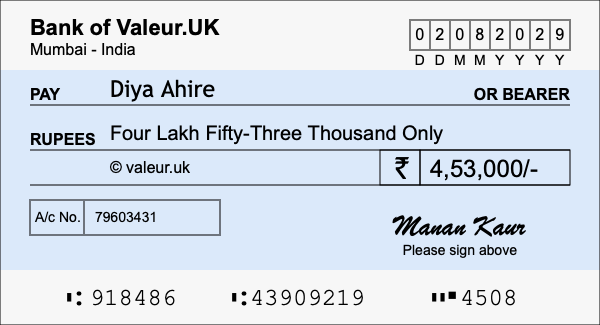 How to write a cheque for 4.53 lakh rupees How to write a cheque for 4.53 lakh rupees