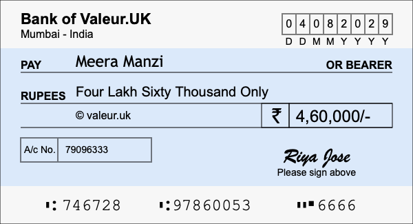 How to write a cheque for 4.6 lakh rupees How to write a cheque for 4.6 lakh rupees