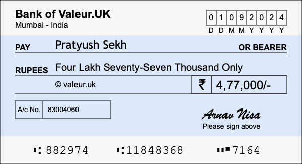 How to write a cheque for 4.77 lakh rupees How to write a cheque for 4.77 lakh rupees
