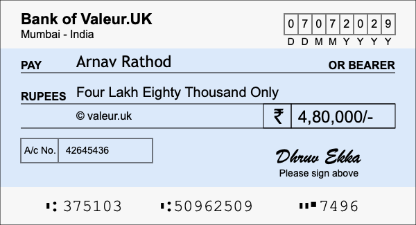How to write a cheque for 4.8 lakh rupees How to write a cheque for 4.8 lakh rupees