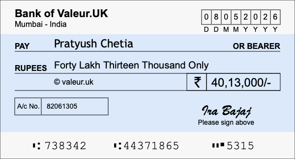 How to write a cheque for 40.13 lakh rupees How to write a cheque for 40.13 lakh rupees